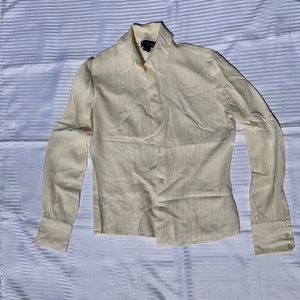 Ann Taylor silk cream button down blouse 4